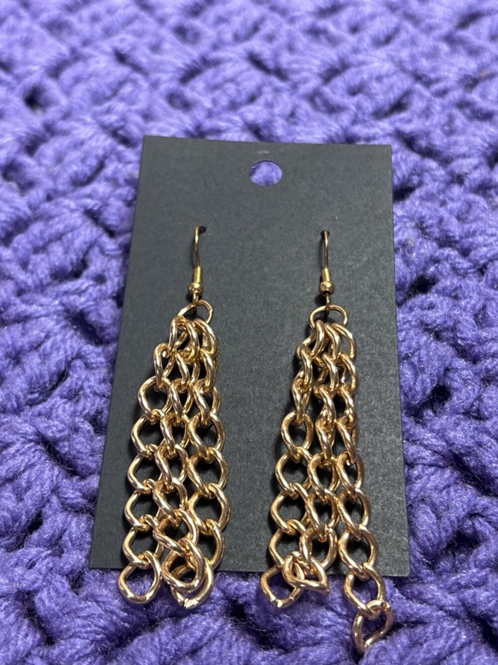 Vintage Goldtone Chain Dangle Earrings 2.5 inches Long